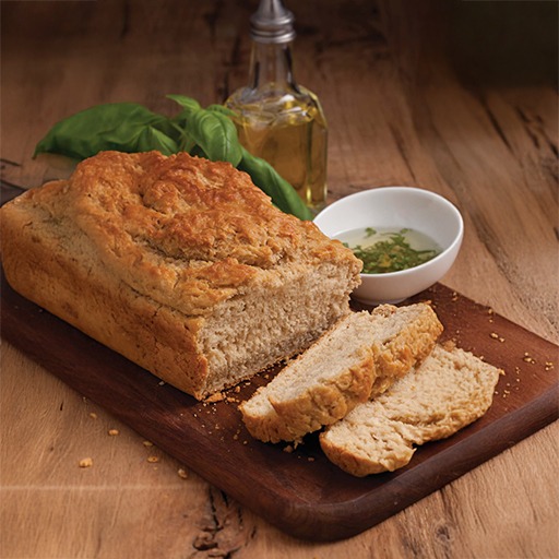 Elegantly bread with a slice.