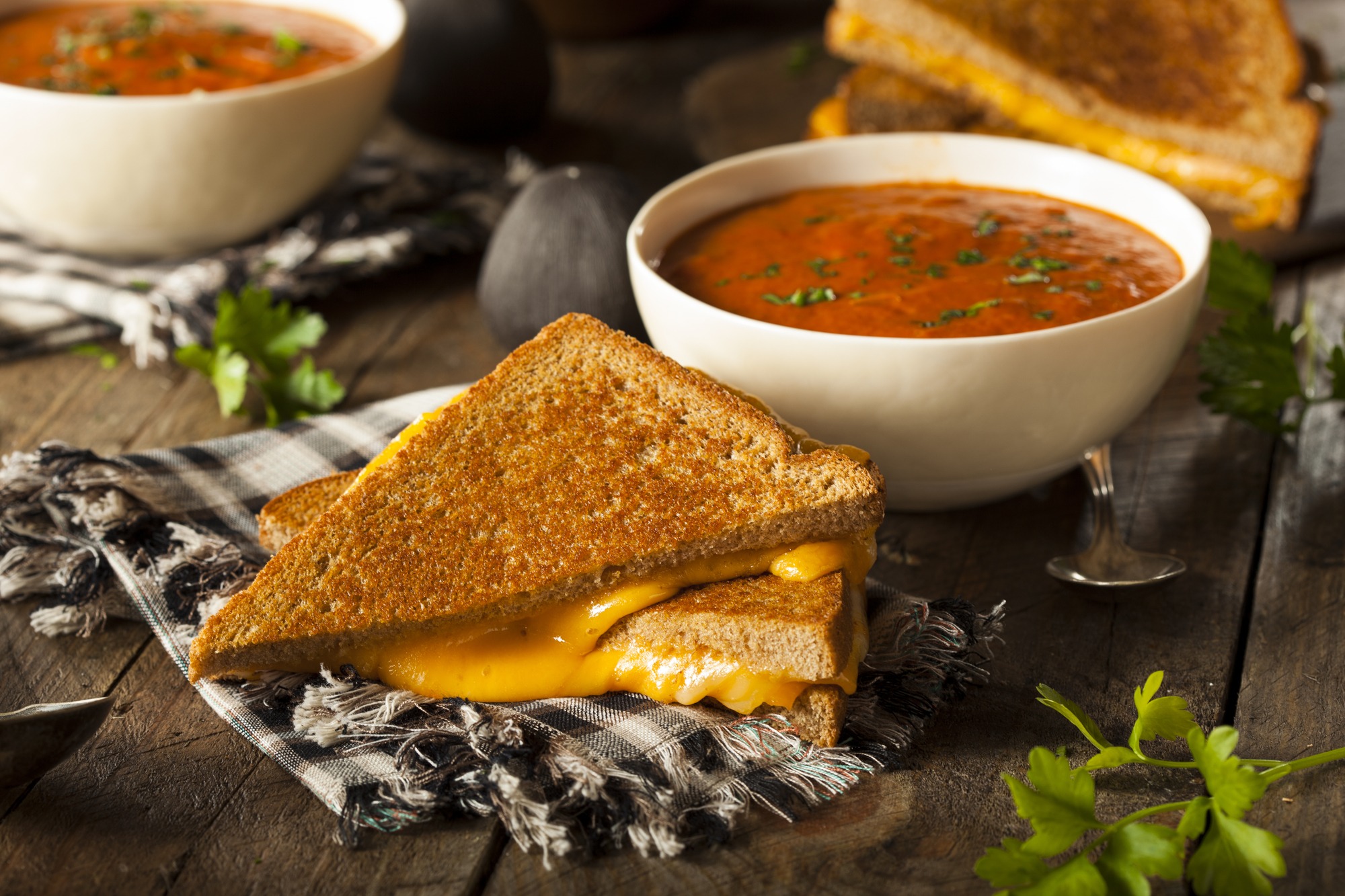 Homemade Grilled Cheese with Tomato Soup for Lunch